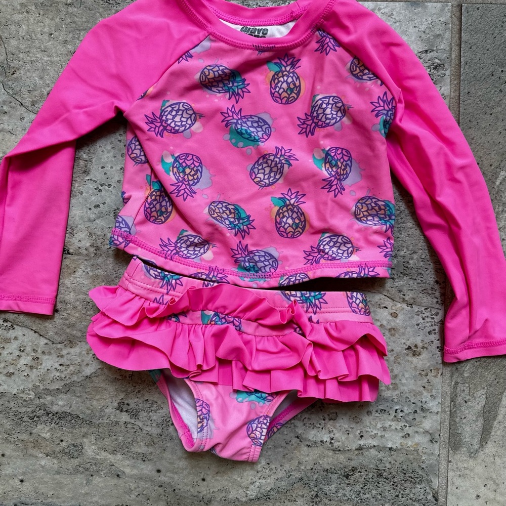 Pink Pineapple Rashguard with Ruffle Details